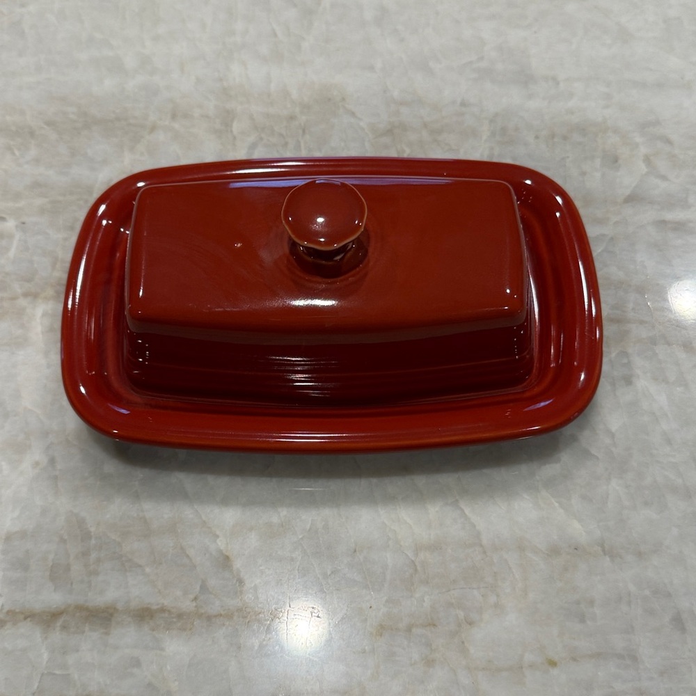 FIESTAWARE Butter Dish w/Lid~Paprika Red/Orange~ Homer Laughlin~HLC USA